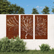 Vidaxx Set de decoración de jardín 3 piezas diseño de árbol 105x55 cm acero corten