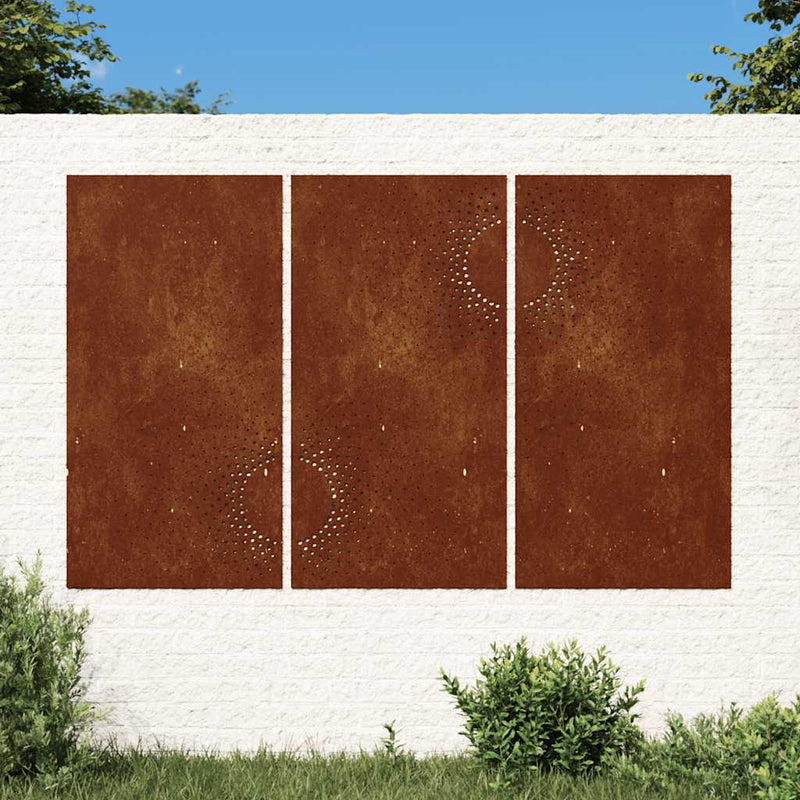 Vidaxl Decorazione da parete Giardino 3 St Sun Design 105x55 cm Cortenstaal