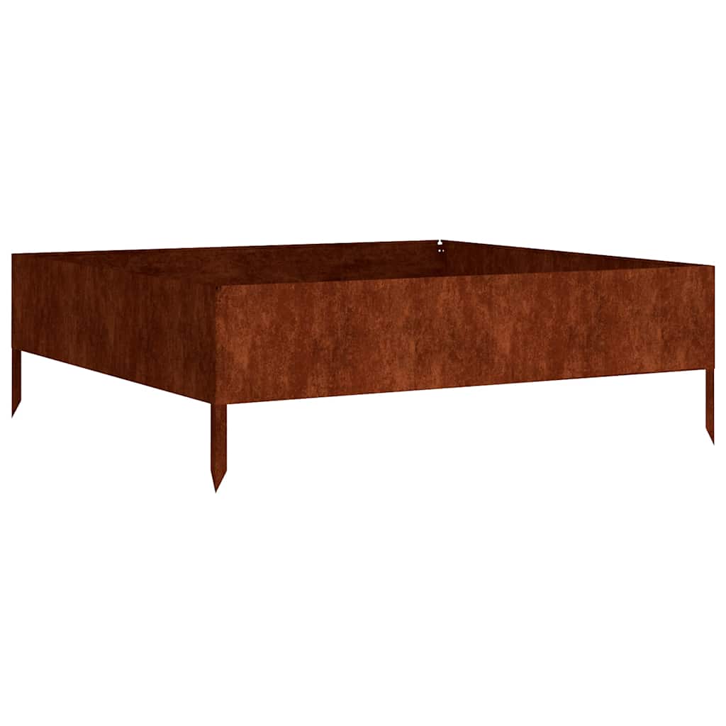 Plantador Vidaxl recaudado 100x100x33.5 cm Cortenstaal