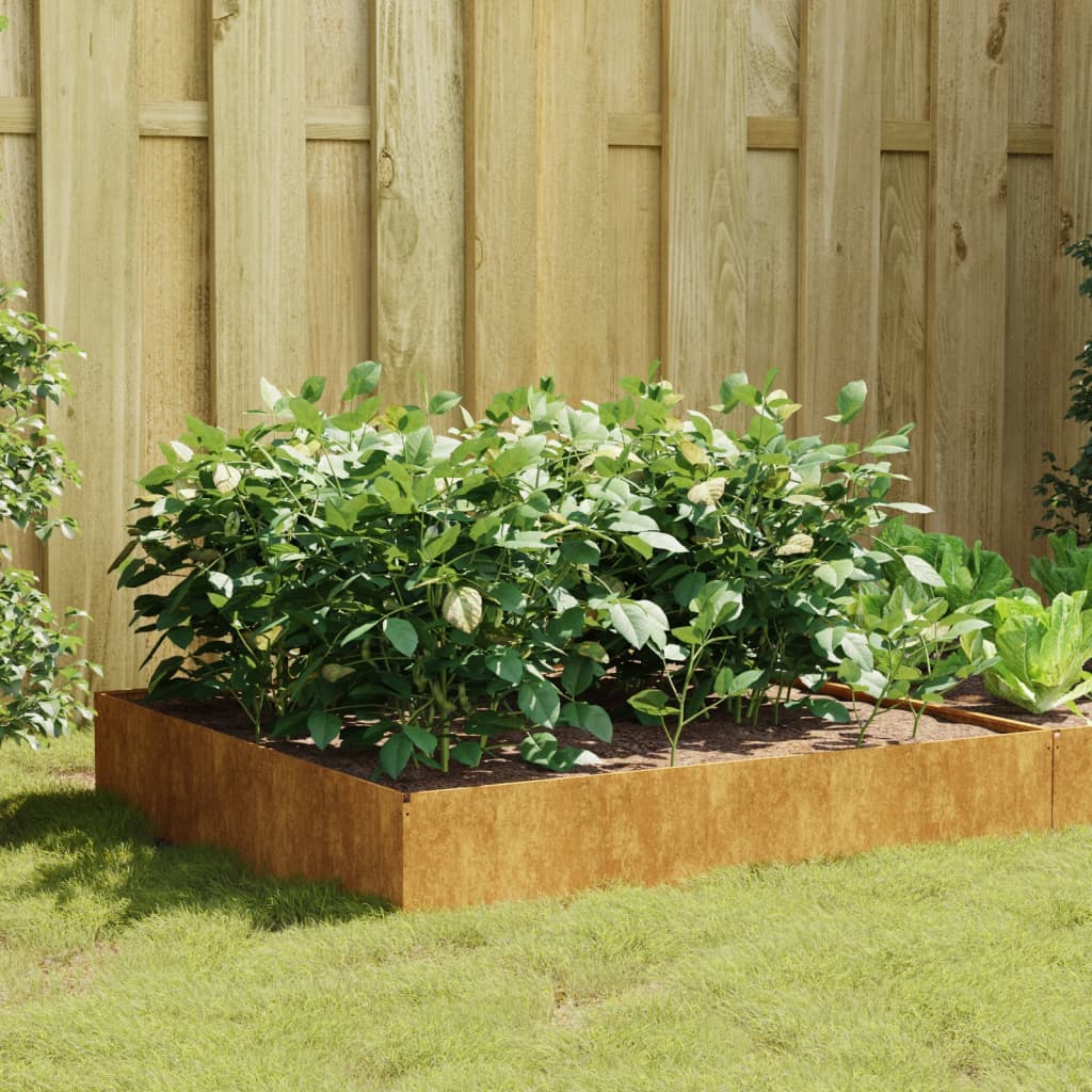 Plantador Vidaxl recaudado 100x100x33.5 cm Cortenstaal