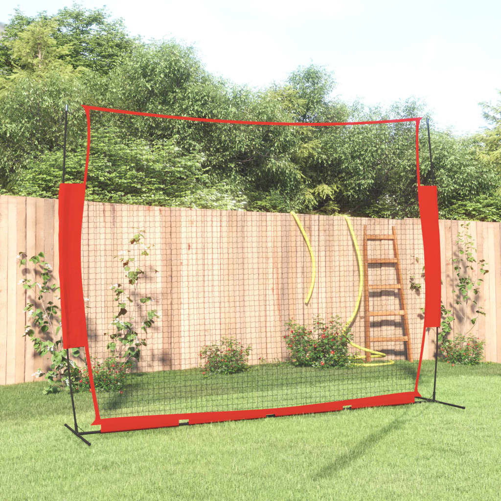 Vidaxl Baseball Net portátil 369x107x271 cm de poliéster de acero rojo negro