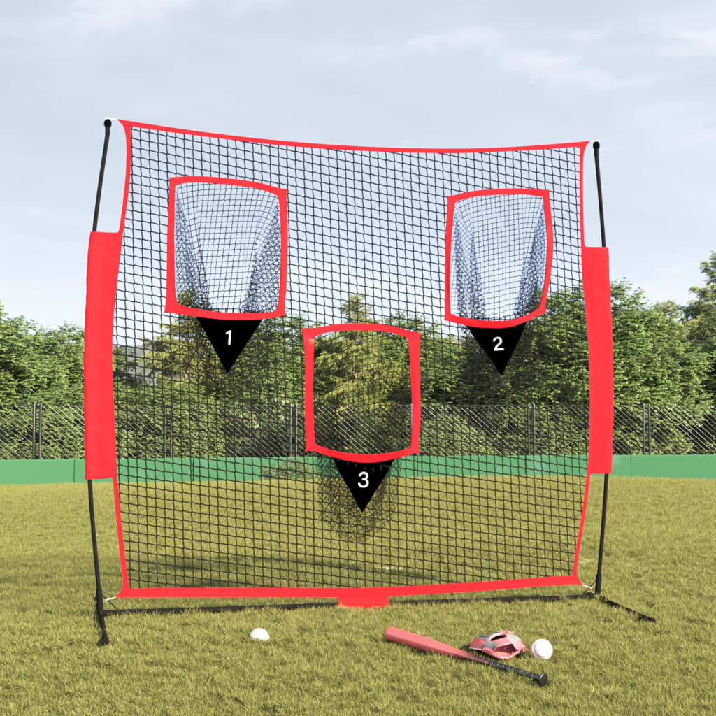 Vidaxl Baseball Net portatile 183x105x183 cm poliestere nero e rosso