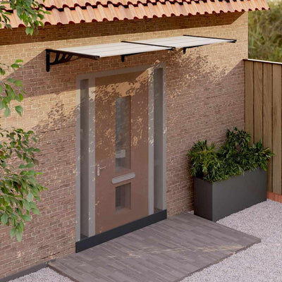 Canopato per porte Vidaxl 239x90 cm in policarbonato nero e trasparente