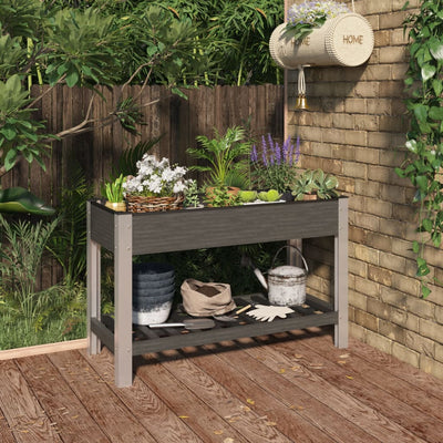 Vidaxl fioriera sollevata con scaffale 120x50x75 cm grigio HKC