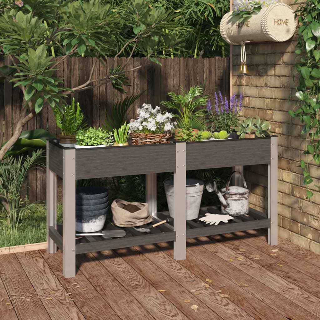 Vidaxl fioriera sollevata con scaffale 150x50x75 cm HKC Grey