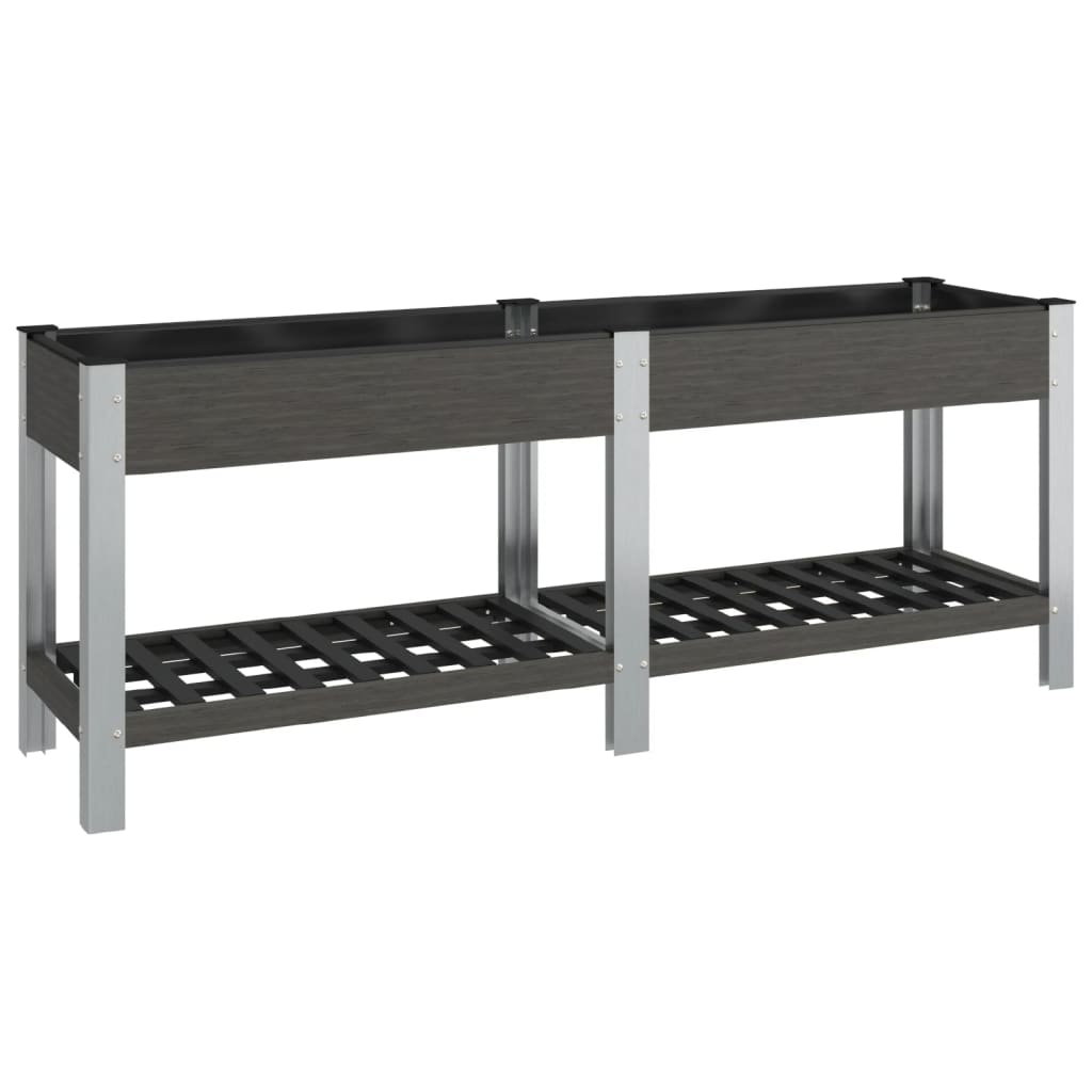 Vidaxl fioriera allevata con scaffale 200x50x75 cm grigio HKC