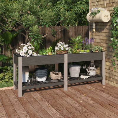 Vidaxl fioriera allevata con scaffale 200x50x75 cm grigio HKC