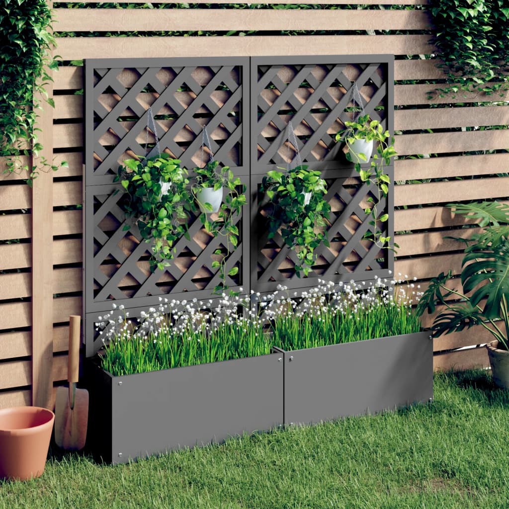 Plantadores Vidaxl con Latwerk 2 PCS 65x33x135 CM HKC Gray
