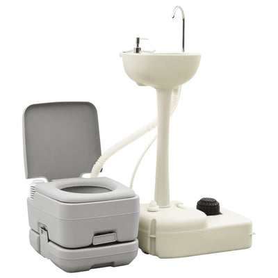 Inodoro de campamento Vidaxl y lavabo con tanque de agua