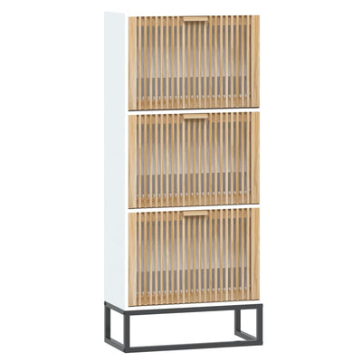 Vidaxl Cabinet da scarpe 52x25x120 cm Bianco in legno