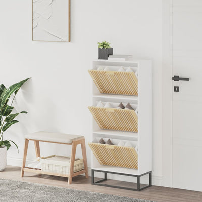 Vidaxl Cabinet da scarpe 52x25x120 cm Bianco in legno