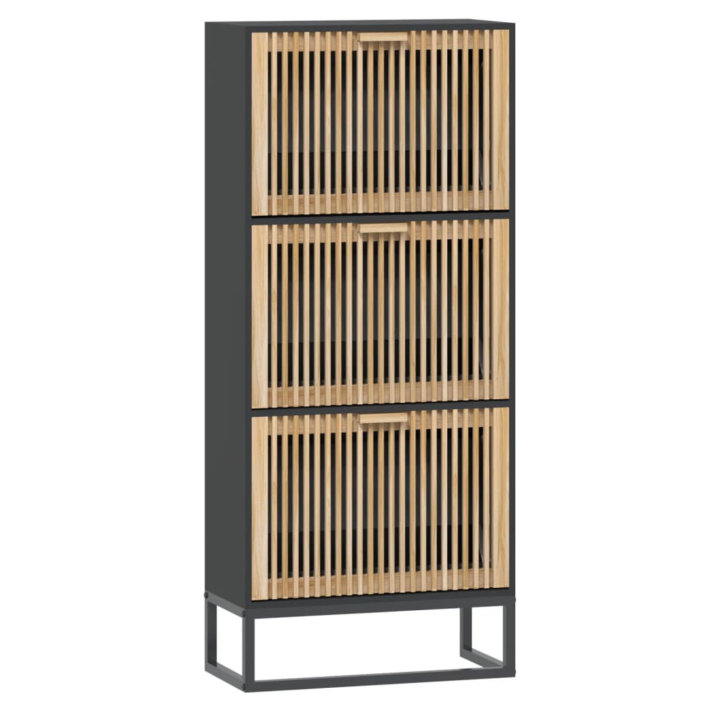 Vidaxl Cabinet da scarpe 52x25x120 cm Proprieted Black