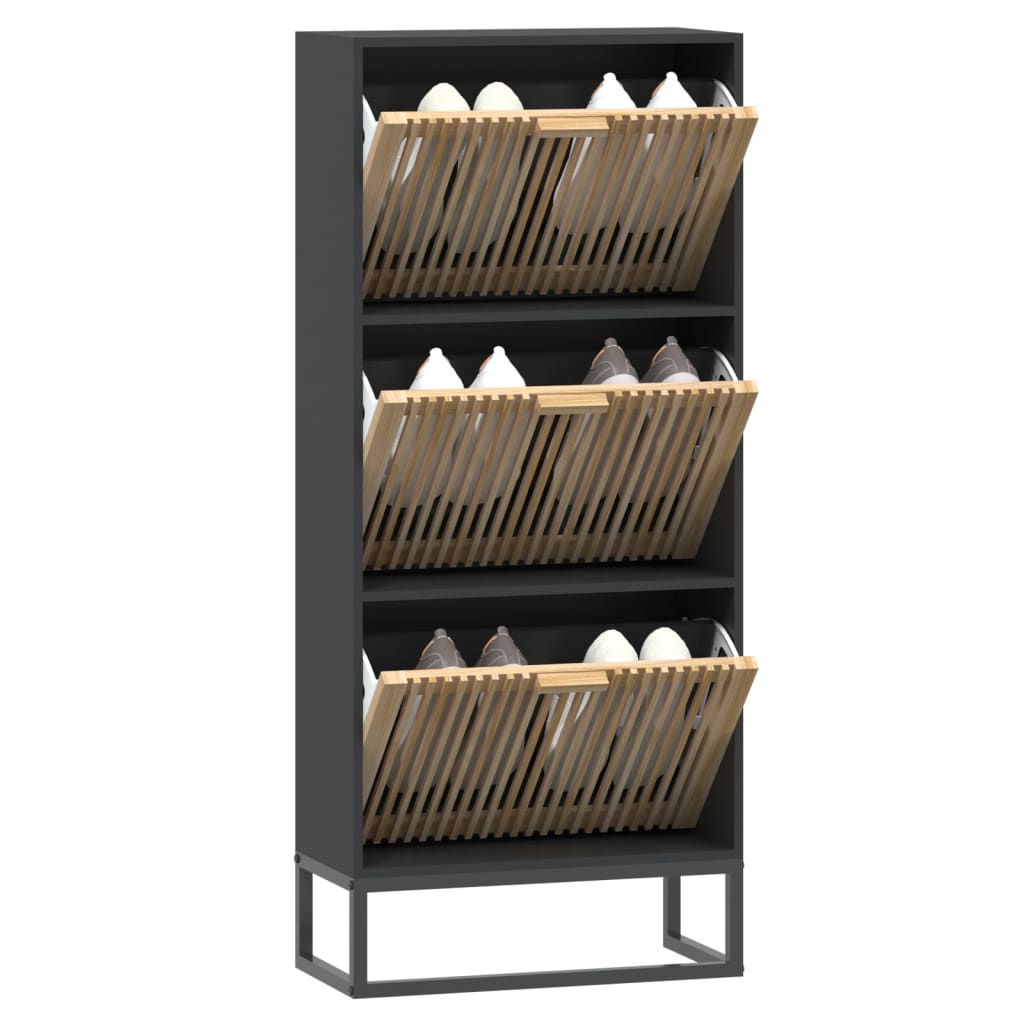 Vidaxl Cabinet da scarpe 52x25x120 cm Proprieted Black