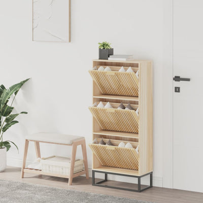 Vidaxl Cabinet da scarpe 52x25x120 cm Legno trasformato