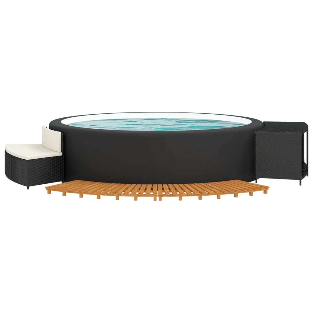 Vidaxl Hotub-bombouw Poly Rattan e Acaciahout Solid Black