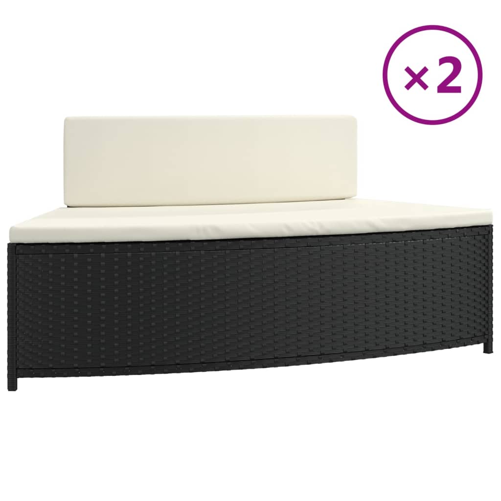Vidaxl Spa Benches con cuscini 2 St Poly Rattan Nero