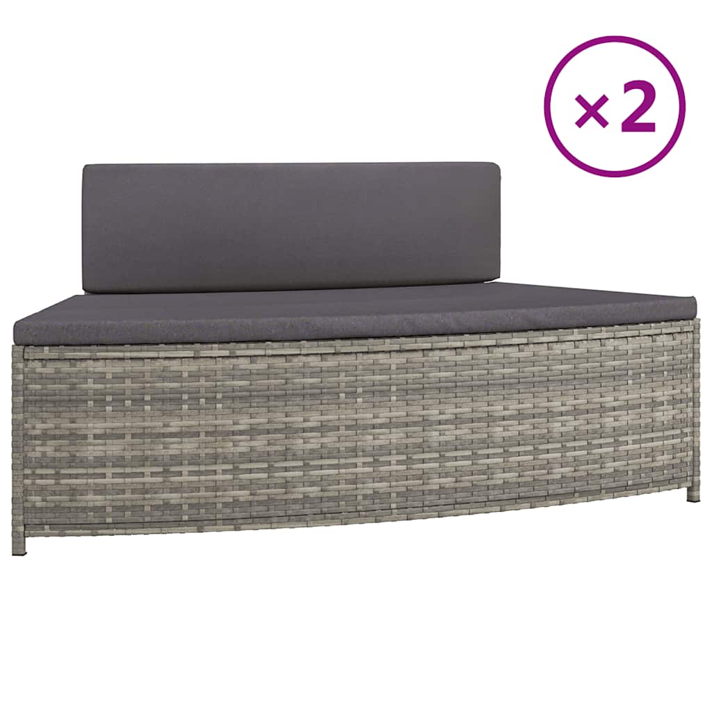 Vidaxl Spa Benches con cuscini 2 St Poly Rattan Grey