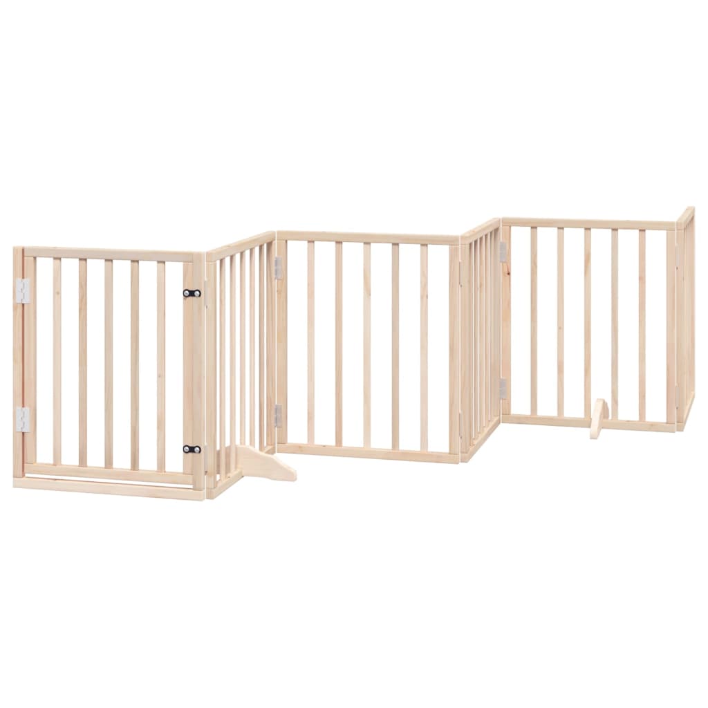Vidaxxl puerta para perros con puerta plegable 6 paneles 300 cm madera de álamo