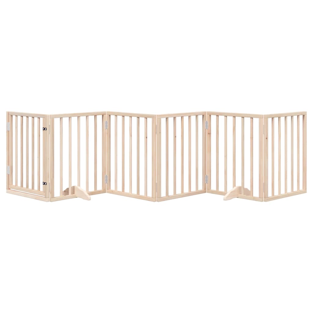 Vidaxxl puerta para perros con puerta plegable 6 paneles 300 cm madera de álamo