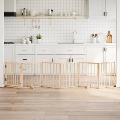 Vidaxxl puerta para perros con puerta plegable 6 paneles 300 cm madera de álamo