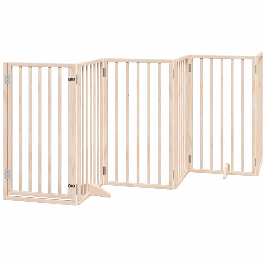Vidaxxl puerta para perros con puerta plegable 6 paneles 300 cm madera de álamo