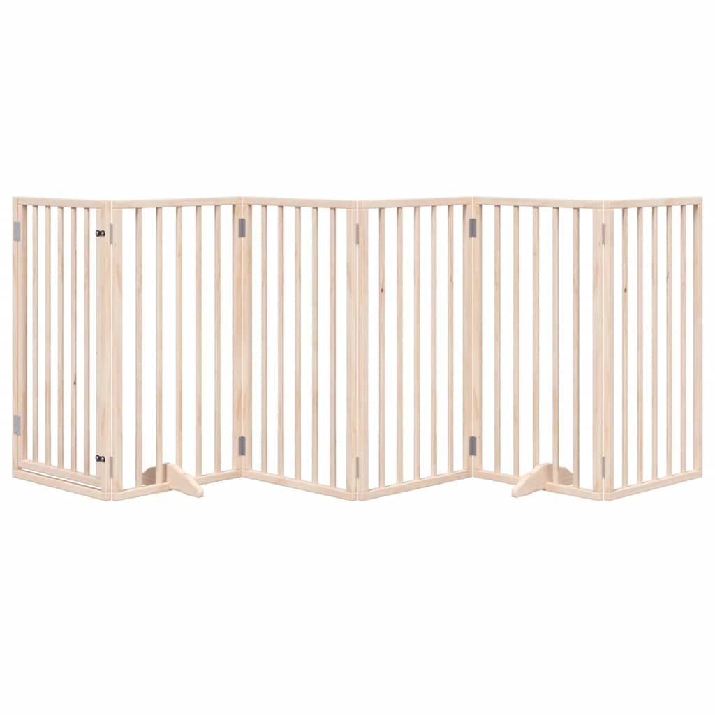 Vidaxxl puerta para perros con puerta plegable 6 paneles 300 cm madera de álamo