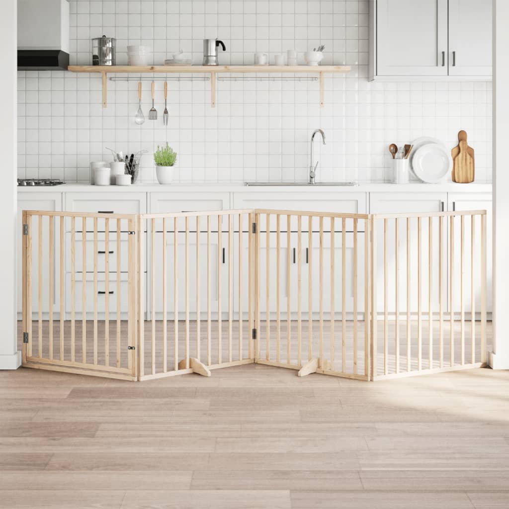 Vidaxx puerta plegable para perros con puerta 4 paneles 320 cm madera de álamo