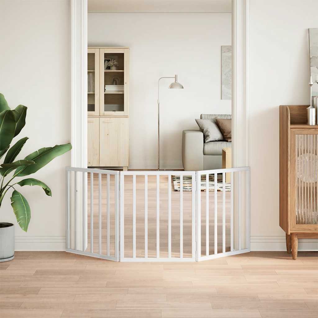 Vidaxx puerta para perros plegable 3 paneles 150 cm madera de álamo blanco
