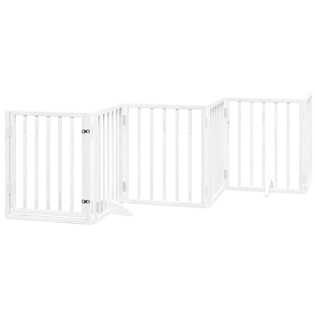 Vidaxx puerta para perros plegable con puerta 6 paneles 300 cm madera de álamo blanco