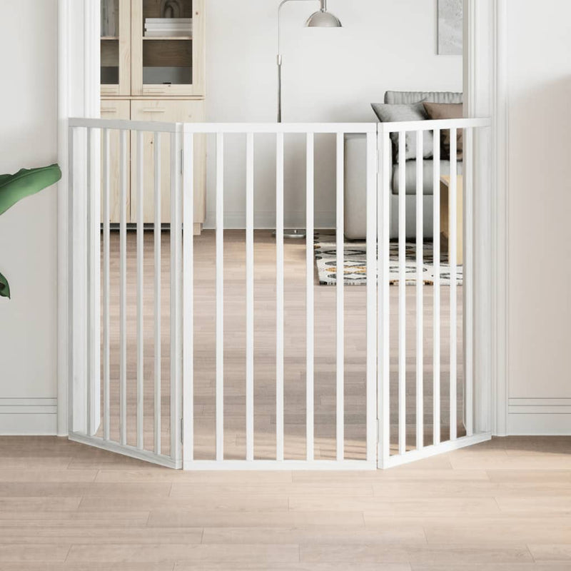 Vidaxl Dog Fence Plegable 3 paneles de 150 cm de madera de álamo de 150 cm blanco