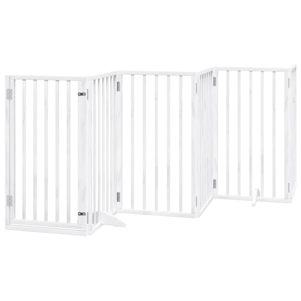 Vidaxl Dog Fence pieghevole con porta 6 pannelli 300 cm Populierwood bianco