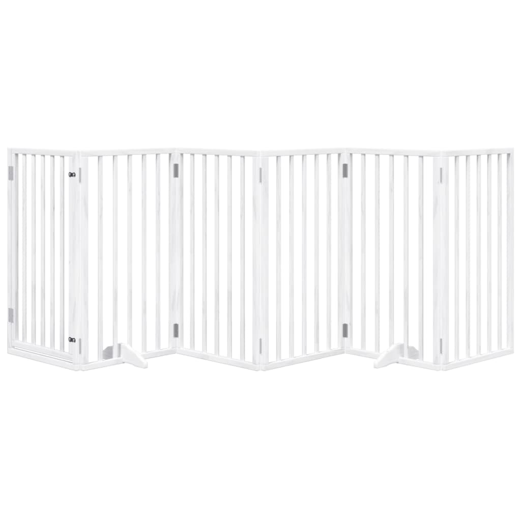 Vidaxl Dog Fence pieghevole con porta 6 pannelli 300 cm Populierwood bianco