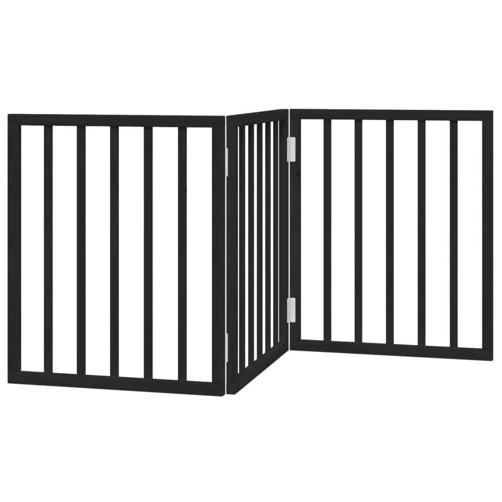 Vidaxx puerta para perros plegable 3 paneles 150 cm madera de álamo negro