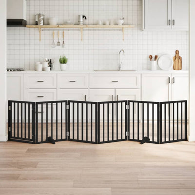 Vidaxx puerta para perros plegable 6 paneles 300 cm madera de álamo negro