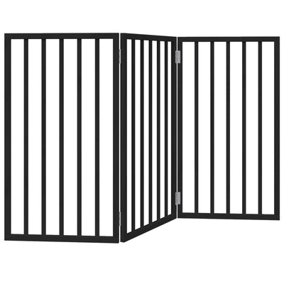 Vidaxx puerta para perros plegable 3 paneles 150 cm madera de álamo negro