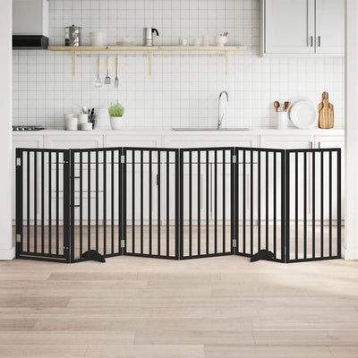 Vidaxx puerta para perros plegable 6 paneles 300 cm madera de álamo negro