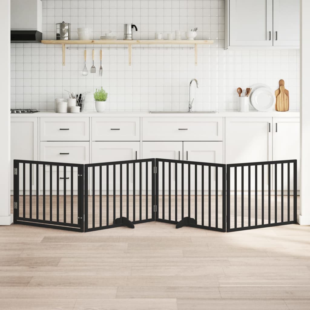 Vidaxx puerta para perros plegable 4 paneles 320 cm madera de álamo negro