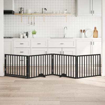 Vidaxx puerta para perros plegable 4 paneles 320 cm madera de álamo negro