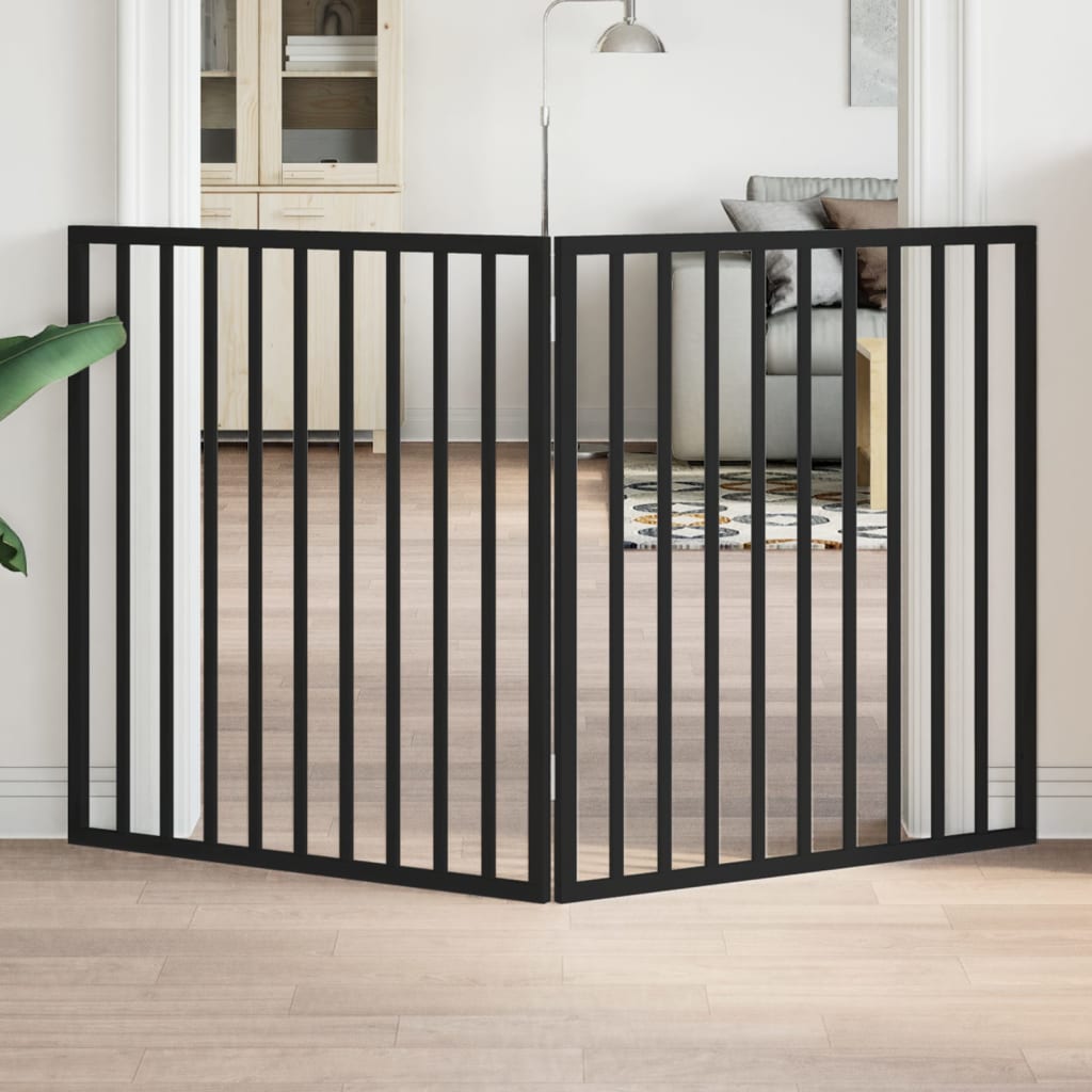 Vidaxl Dog Fence Collapsible 2 pannelli 160 cm Populierhout Nero