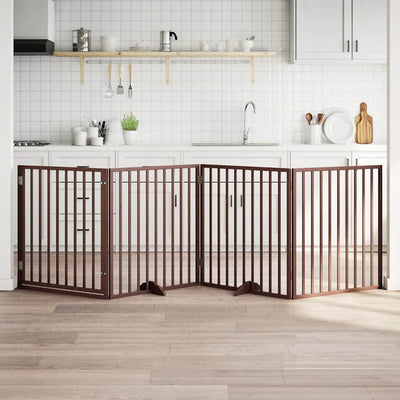 Vidaxl Dog Fence Plegable 4 paneles de 320 cm de madera de álamo marrón