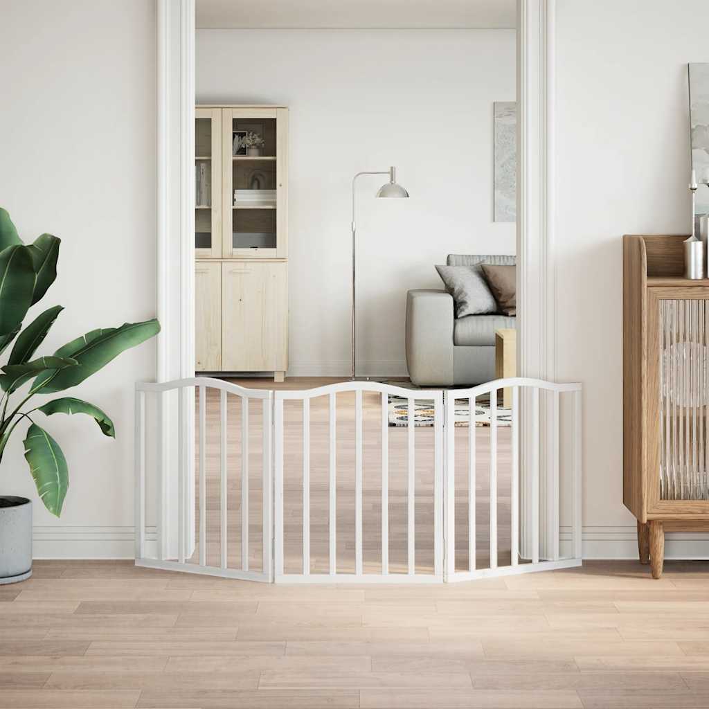 Vidaxl Dog Fence Plegable 3 paneles de 150 cm de madera de álamo de 150 cm blanco