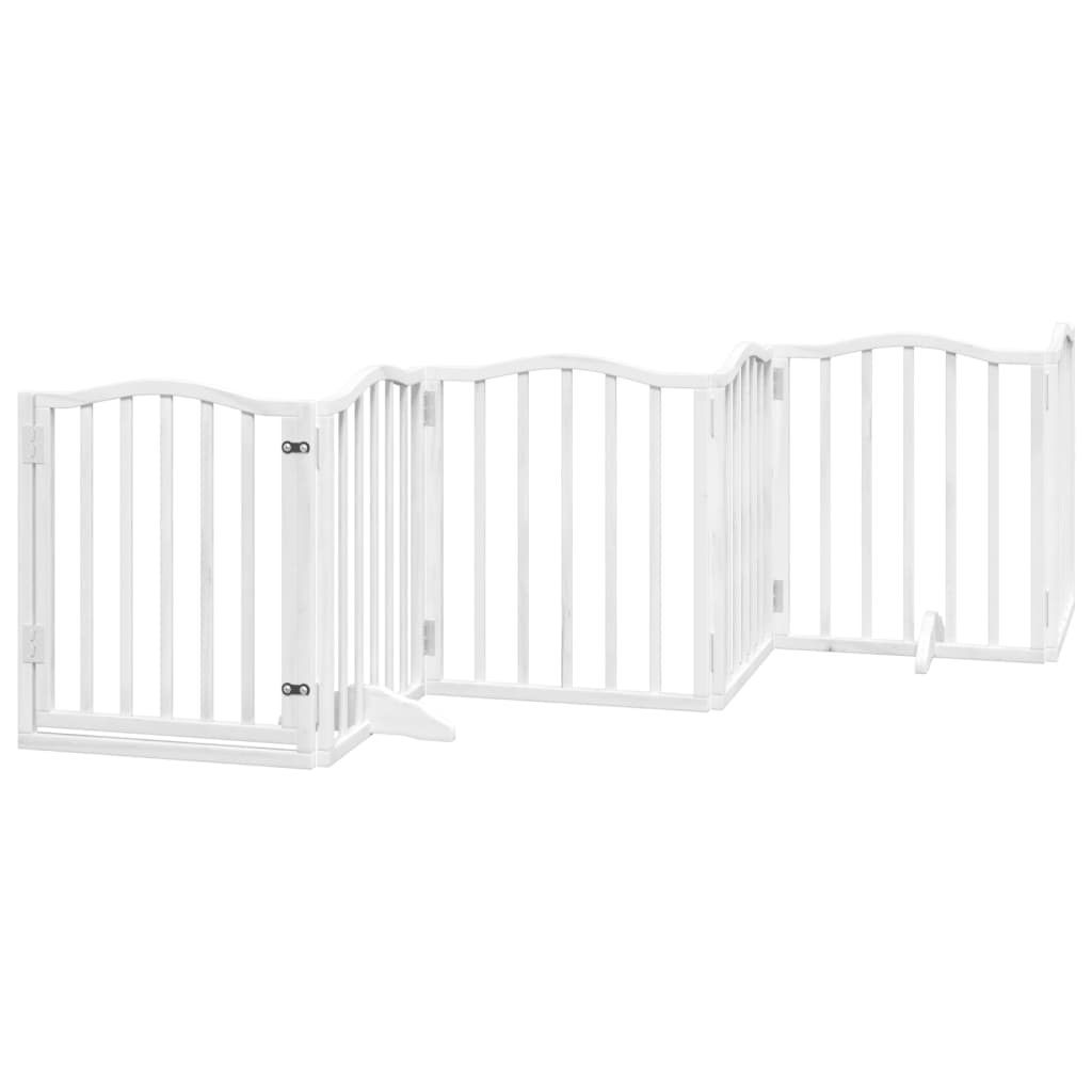 Vidaxl Dog Fence pieghevole con porta 6 pannelli 300 cm Populierwood bianco