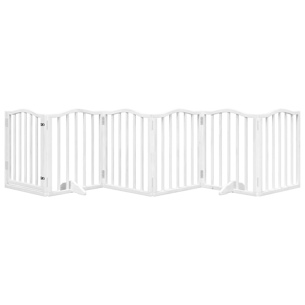 Vidaxl Dog Fence pieghevole con porta 6 pannelli 300 cm Populierwood bianco