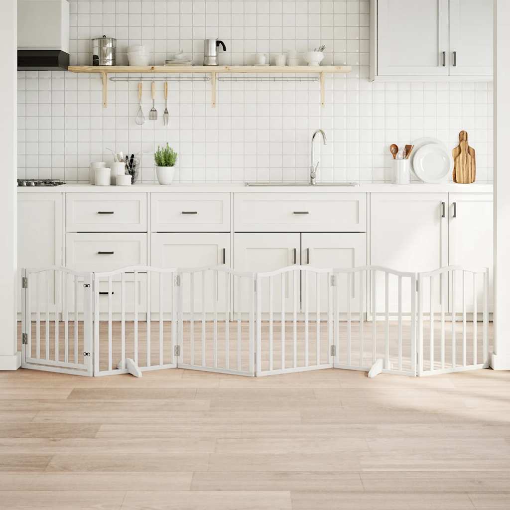 Vidaxl cerca de perros plegable con puerta 6 paneles 300 cm Populierwood White