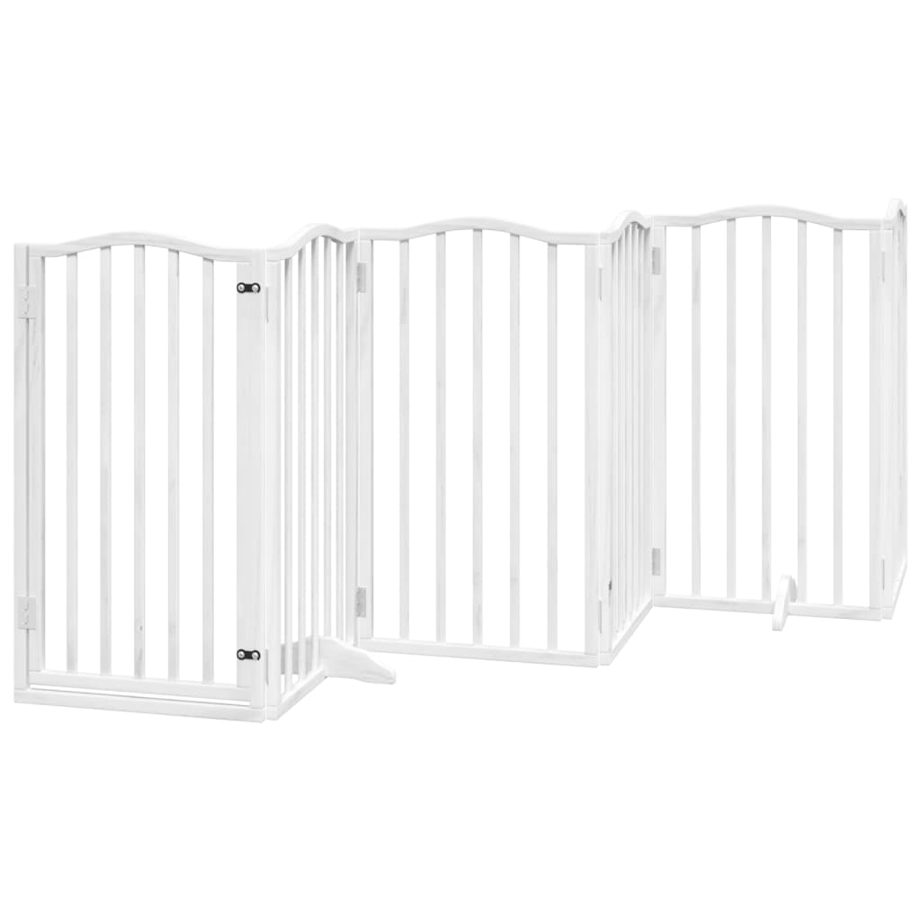Vidaxl Dog Fence pieghevole con porta 6 pannelli 300 cm Populierwood bianco