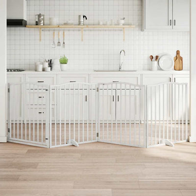 Vidaxl Dog Fence Plegable con puerta 4 paneles 320 cm Populierhout White