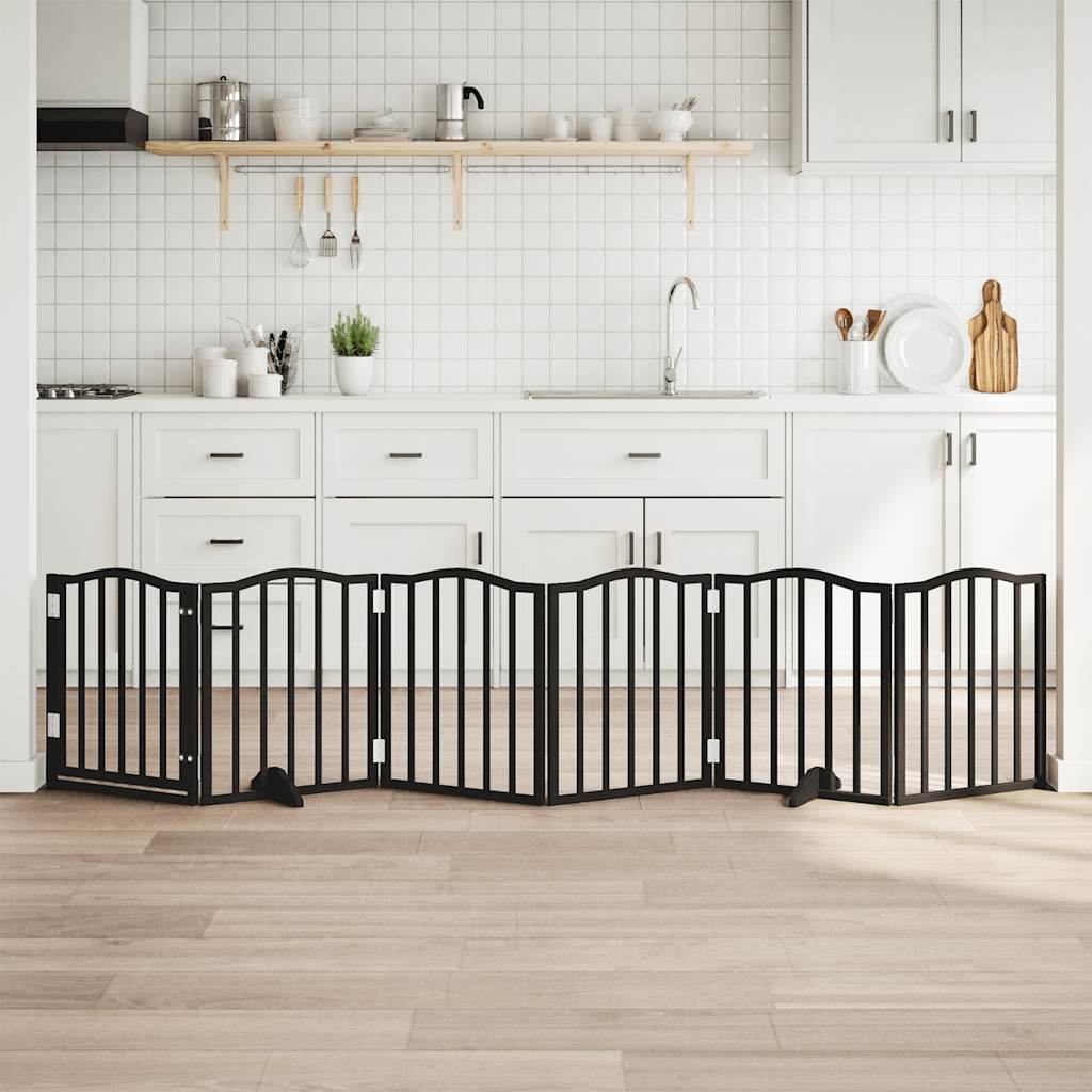 Vidaxx puerta para perros plegable 6 paneles 300 cm madera de álamo negro