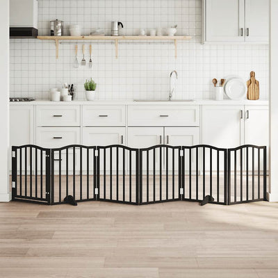 Vidaxx puerta para perros plegable 6 paneles 300 cm madera de álamo negro