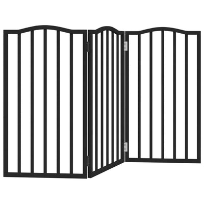 Vidaxl Dog Fence Plegable 3 paneles de 150 cm de madera de álamo de 150 cm Negro