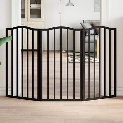 Vidaxl Dog Fence Plegable 3 paneles de 150 cm de madera de álamo de 150 cm Negro